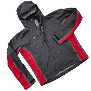 Mountain Hardwear Conduit Jacket Mens L Grey Red Technical Shell Hooded Gorpcore